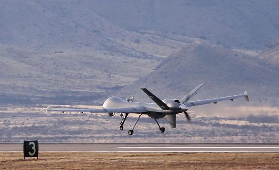A Predator drone operated by U.S. Office of Air and Marine (OAM), takes off for a surveillance flight near the Mexican border on March 7, 2013.