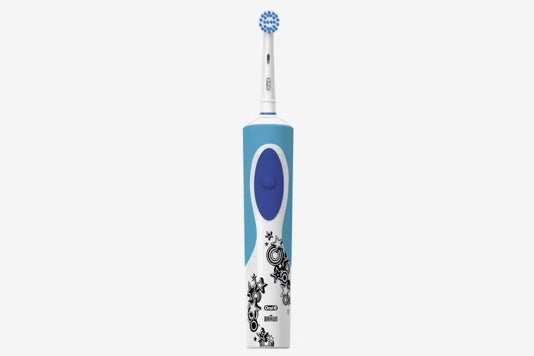 White and blue Oral-B Kids electric toothbrush.