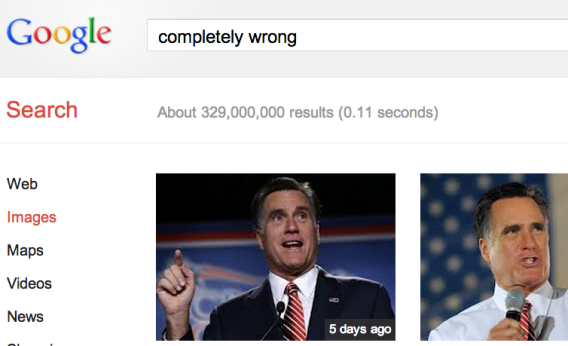Google image search results for "completely wrong."