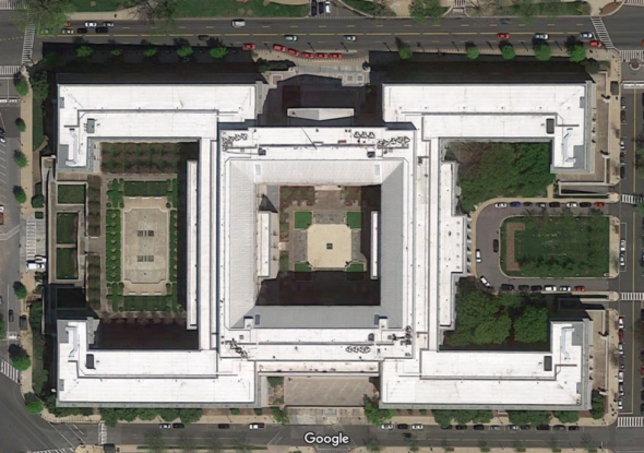 Overhead view of the Rayburn Building.