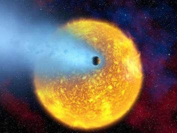 drawing of a planet losing its atmosphere