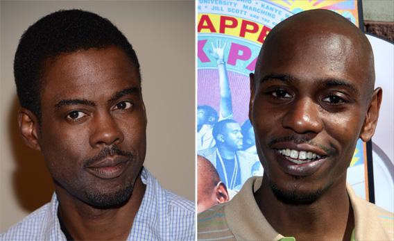 Actor Chris Rock in 2012 and Comedian Dave Chappelle in 2006. 