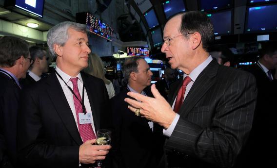 Chairman and CEO of JPMorgan Chase James "Jamie" Dimon and Adm. Mike Mullen, former chairman of the Joint Chiefs of Staff