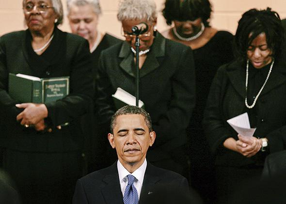 President Barack Obama takes part in Sunday service at the Vermont Avenue Baptist Church in Washington, D.C., on Jan. 17, 2010.
