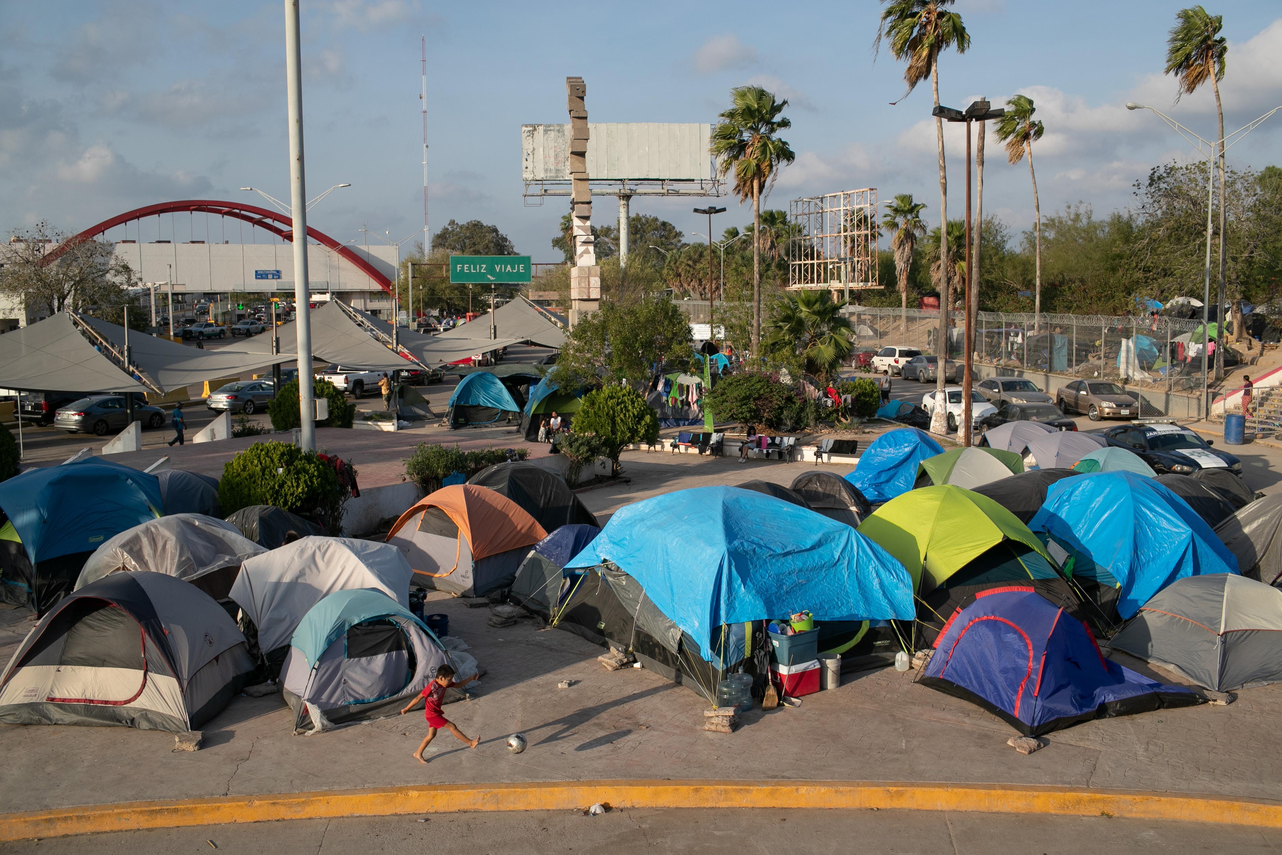 A camp in Mexico for asylum seekers waiting to be processed in the U.S. 
