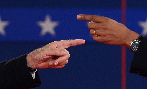 pointing at the debate