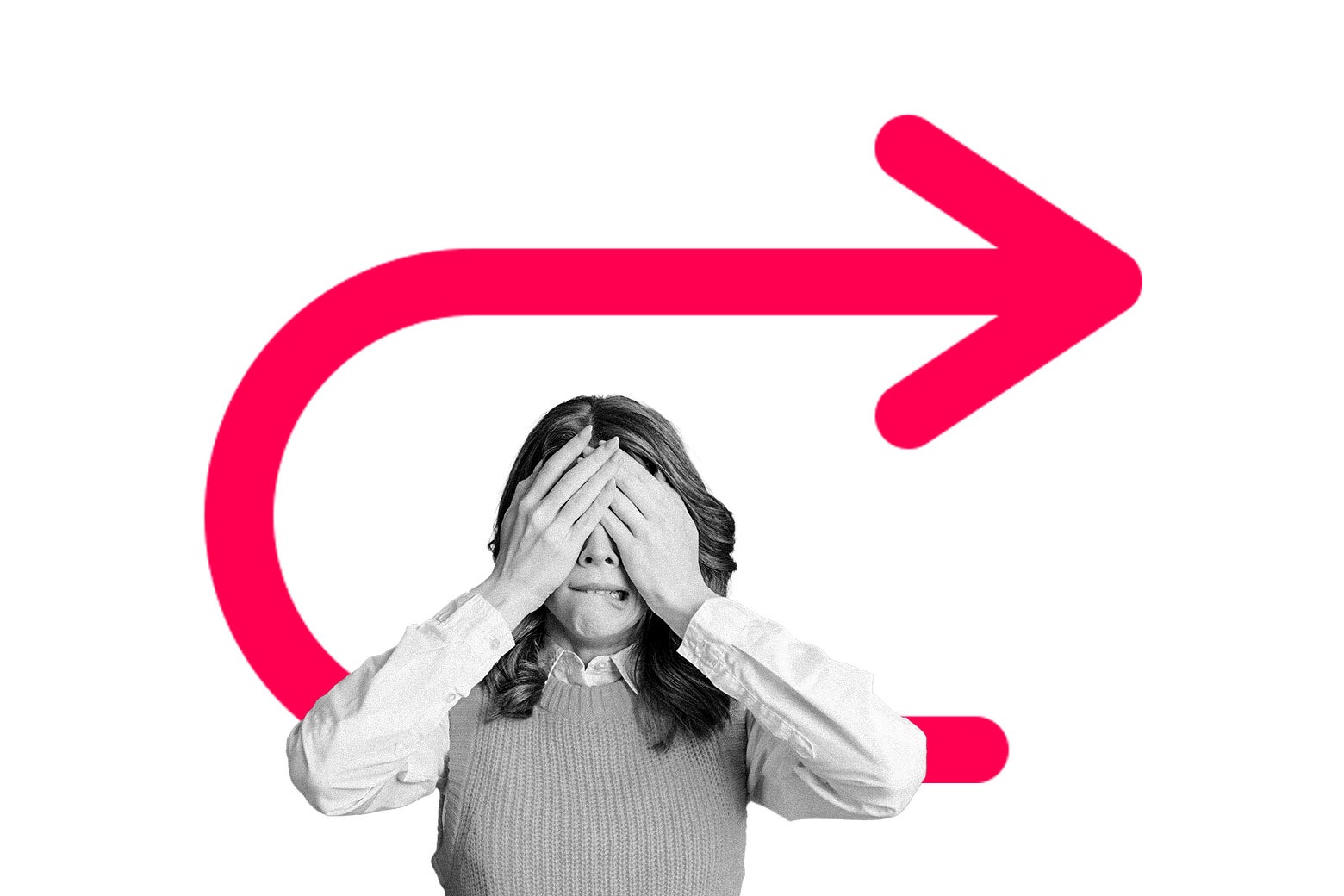 Woman covering her face.