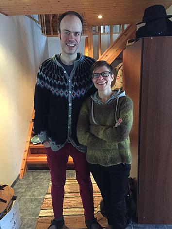 Photo of Eiríkur Örn Norðdahl and Nadja Widell at their home in Ísafjörður. 