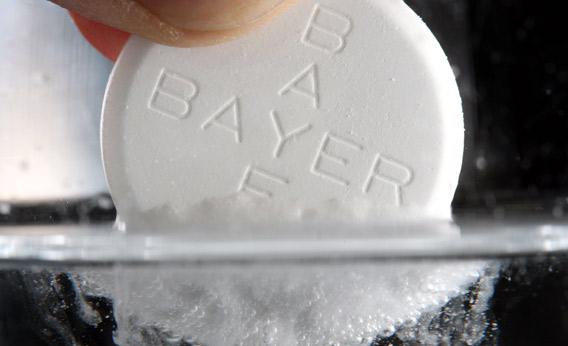 An Aspirin headache tablet produced by German pharmaceutical group Bayer