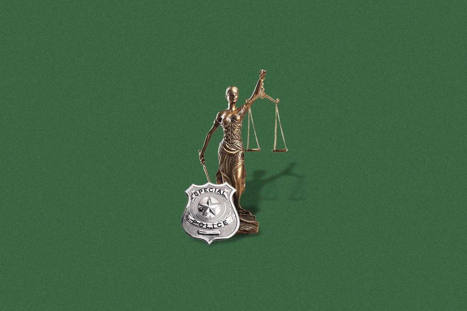 Lady Justice with a police badge.