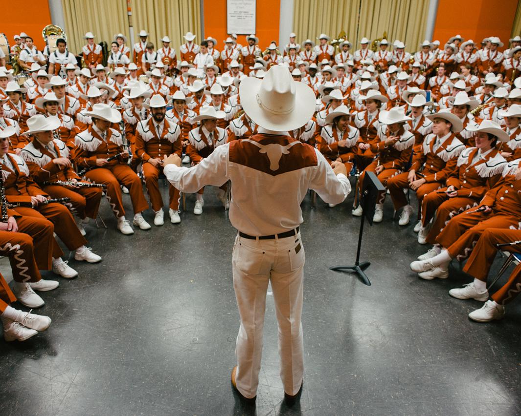 Drum Major. Alex Judd, Drum Major, prepares the Longhorn Band for game day, The University of Texas Longhorn Band, Austin, Texas.