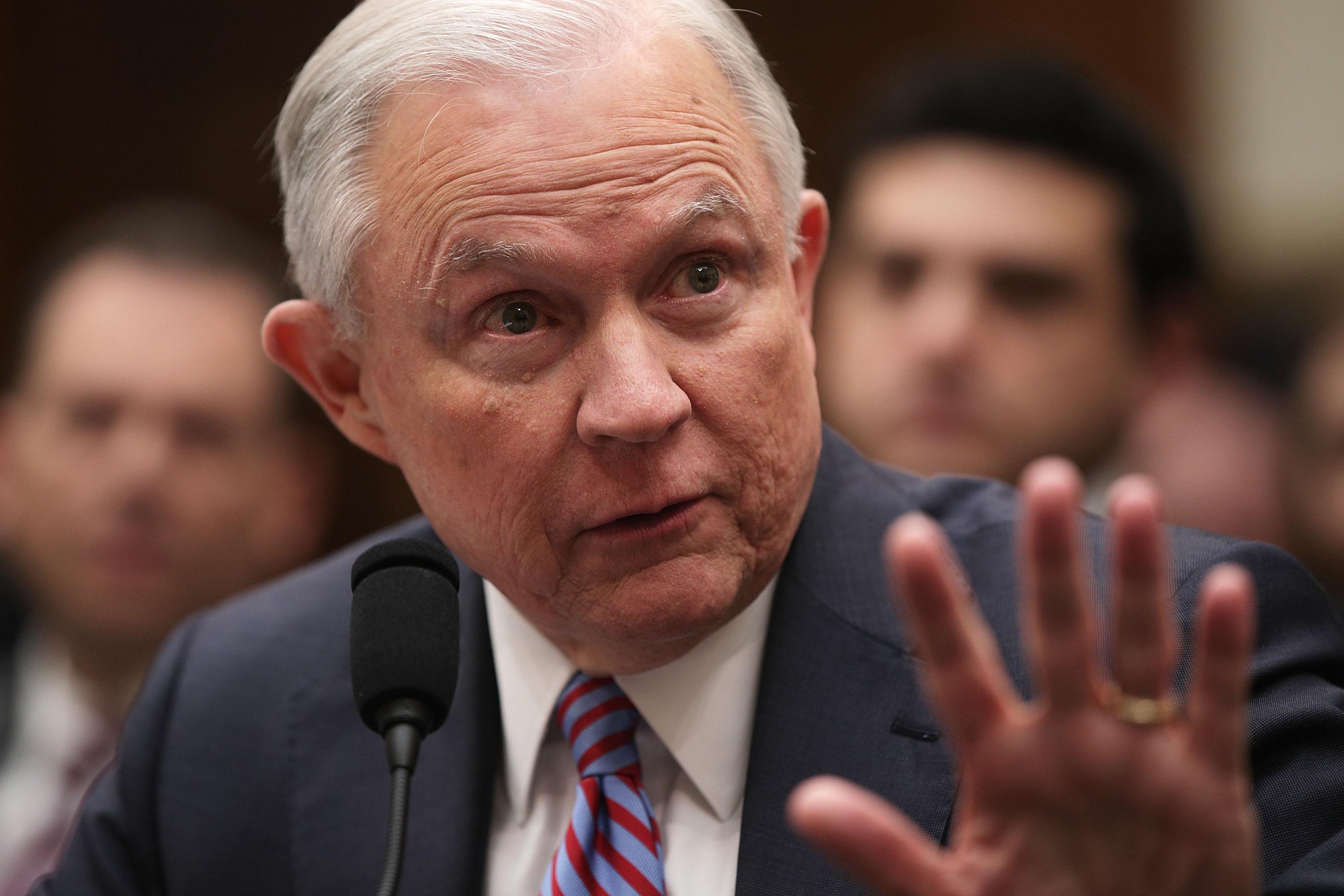 Attorney General Jeff Sessions testifies during a hearing before the House Judiciary Committee November 14, 2017 in Washington, DC. Sessions is expected to face questions from lawmakers again on whether he had contacts with Russians during the presidential campaign last year. 