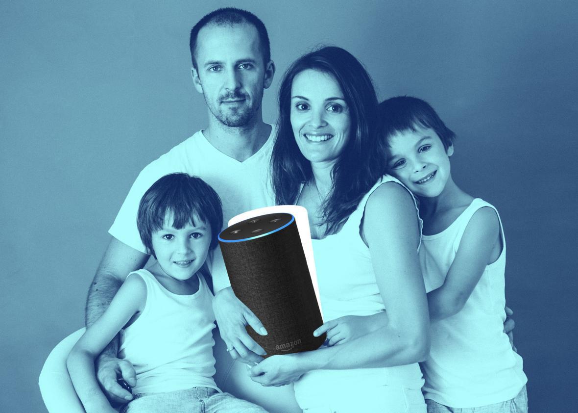 Happy family with Amazon Echo