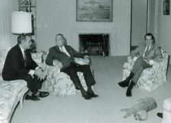 President Richard Nixon FBI director J. Edgar Hoover and Nixon bag man Bebe Rebozo.