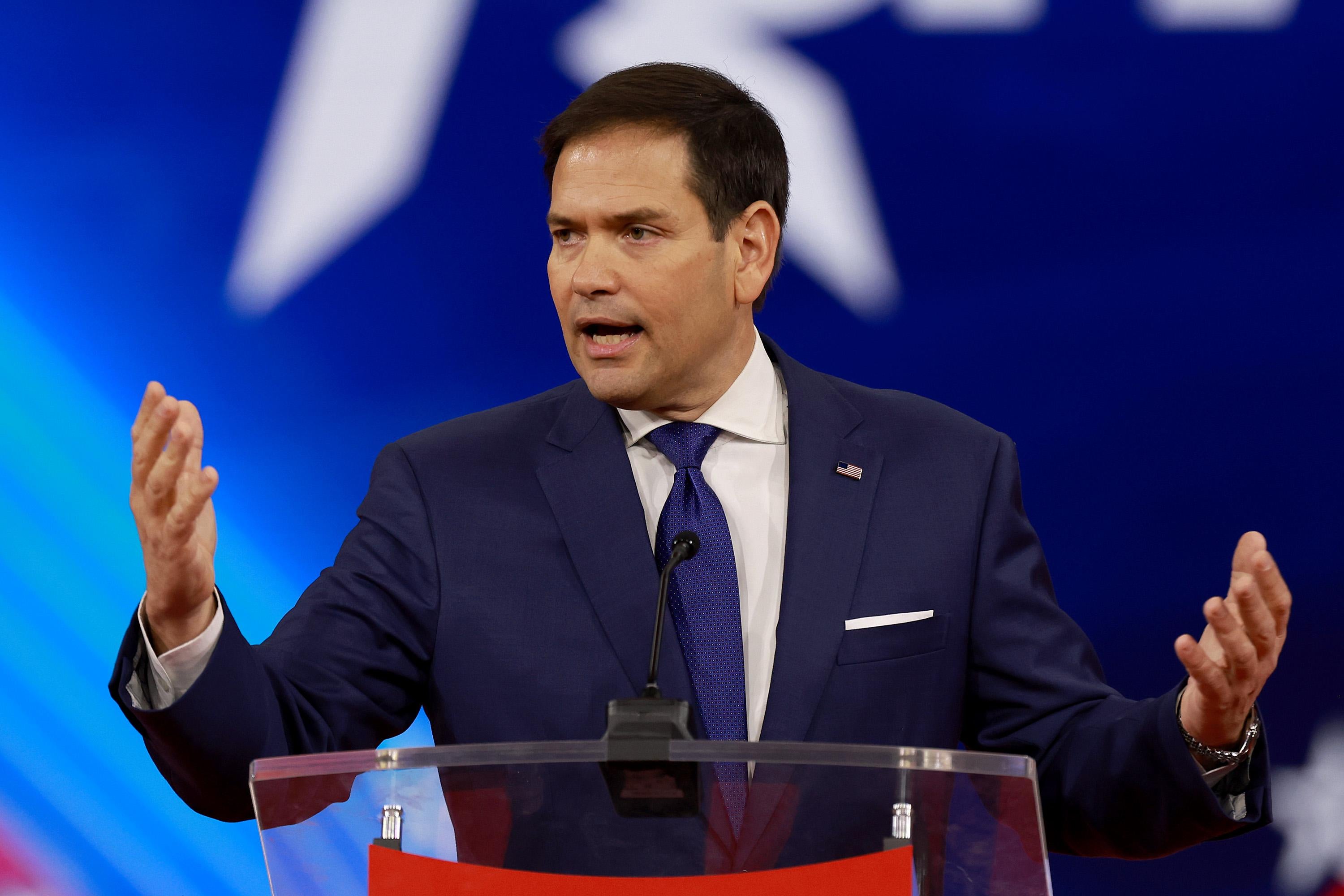 Sen. Marco Rubio (R-FL) speaks during the Conservative Political Action Conference (CPAC) at The Rosen Shingle Creek on February 25, 2022 in Orlando, Florida. 
