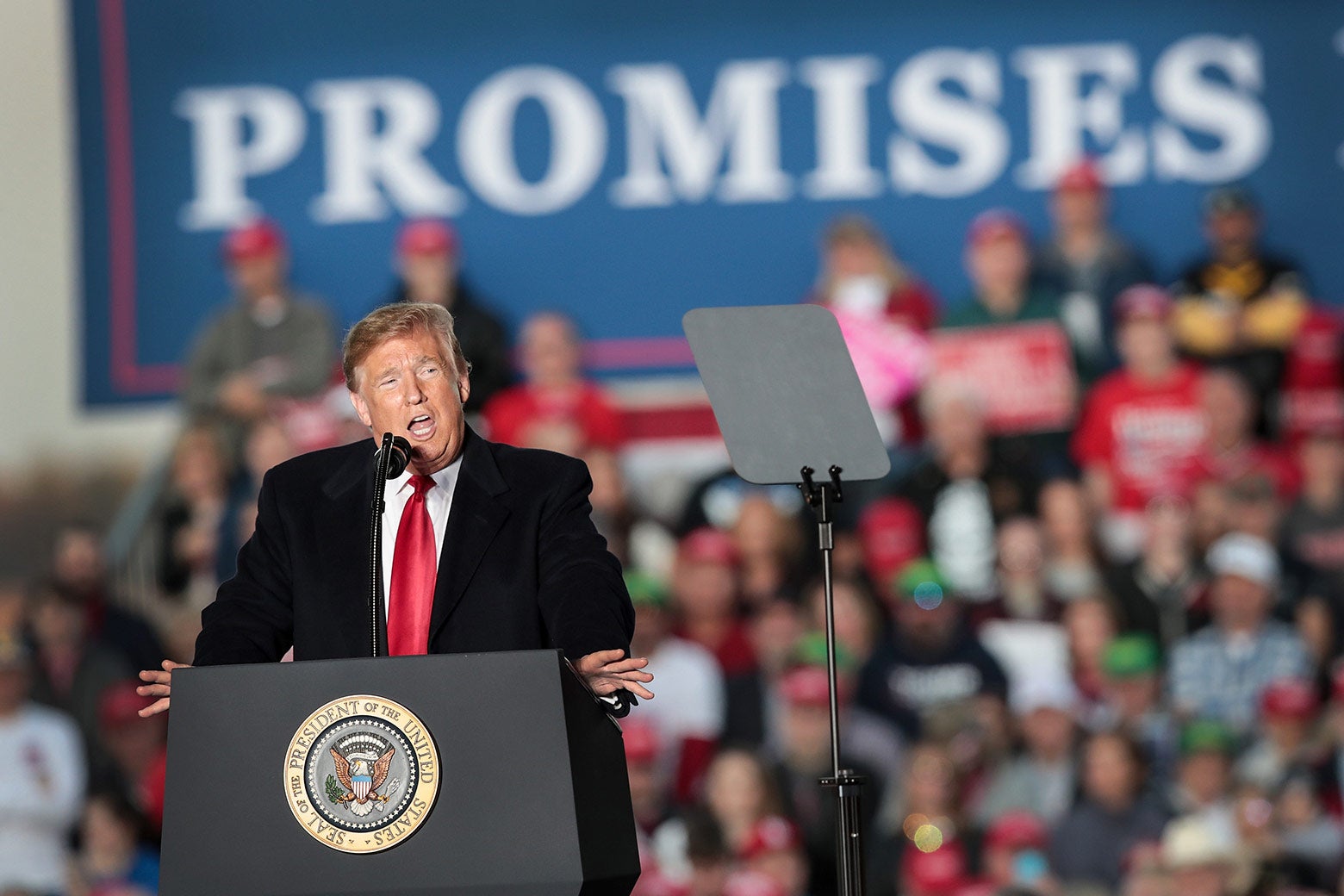 President Donald Trump speaks to supporters during a rally on Saturday in Murphysboro, Illinois.