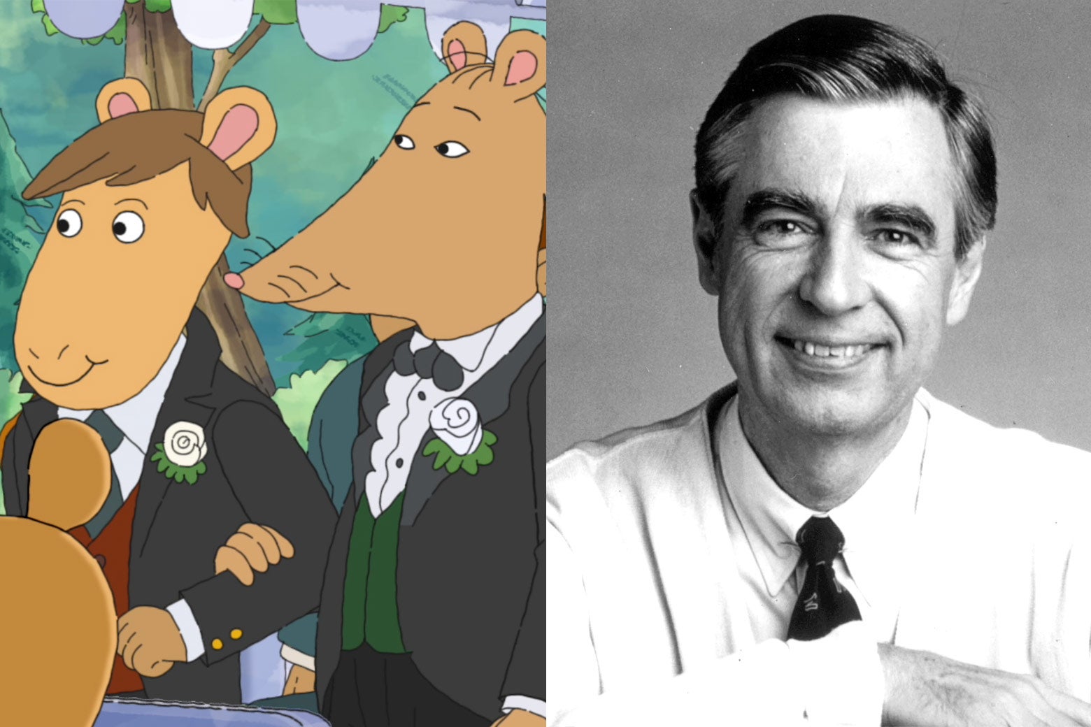 Mr. Ratburn marrying his partner on Arthur and Fred Rogers.