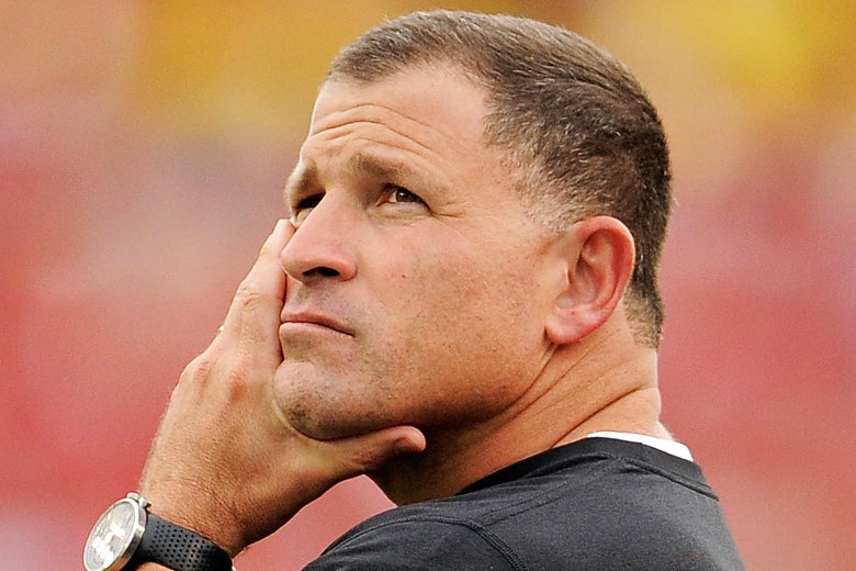Greg Schiano at Raymond James Stadium on December 15, 2013 in Tampa, Florida.