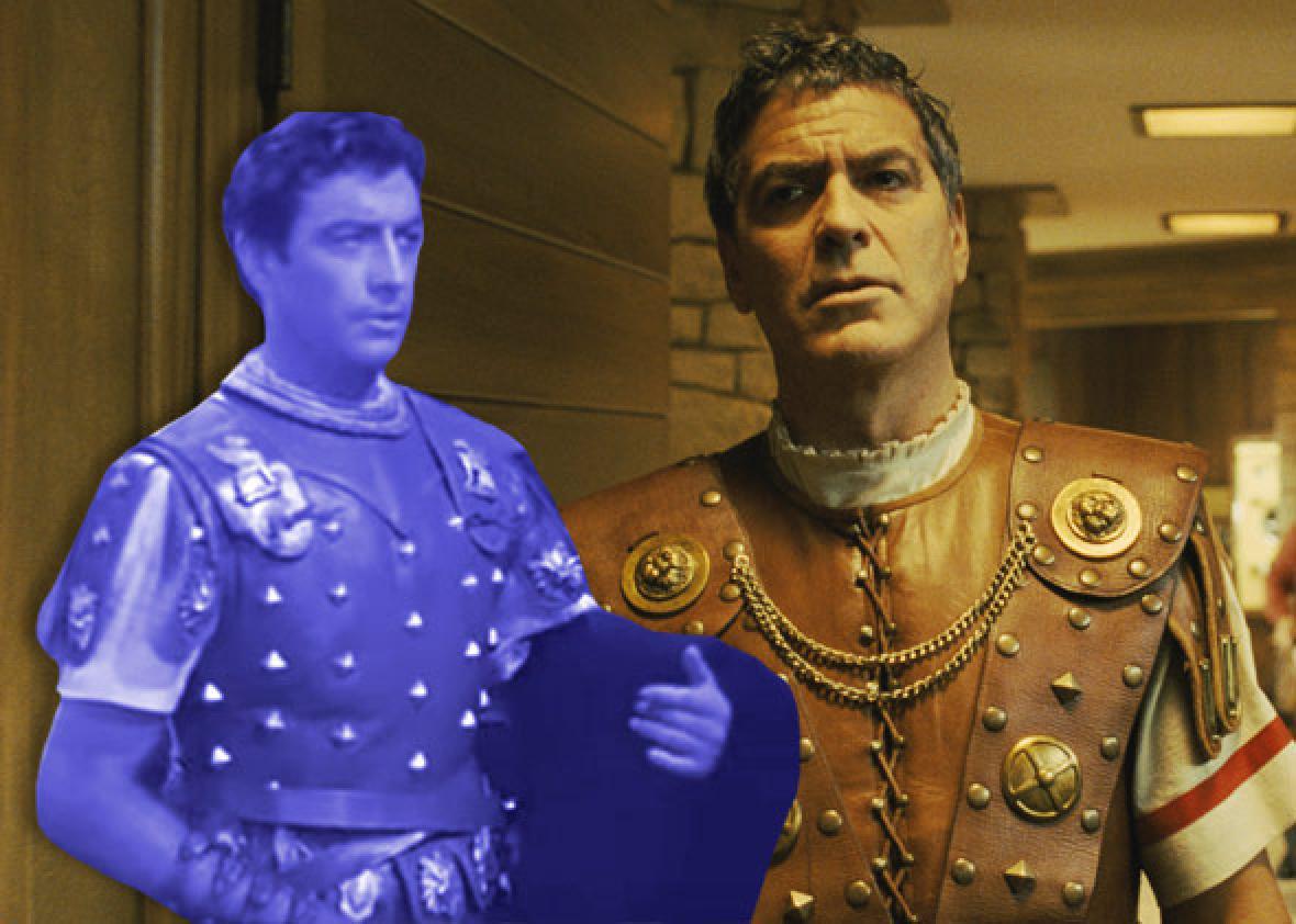 Robert Taylor in Quo Vadis and George Clooney in Hail, Caesar!