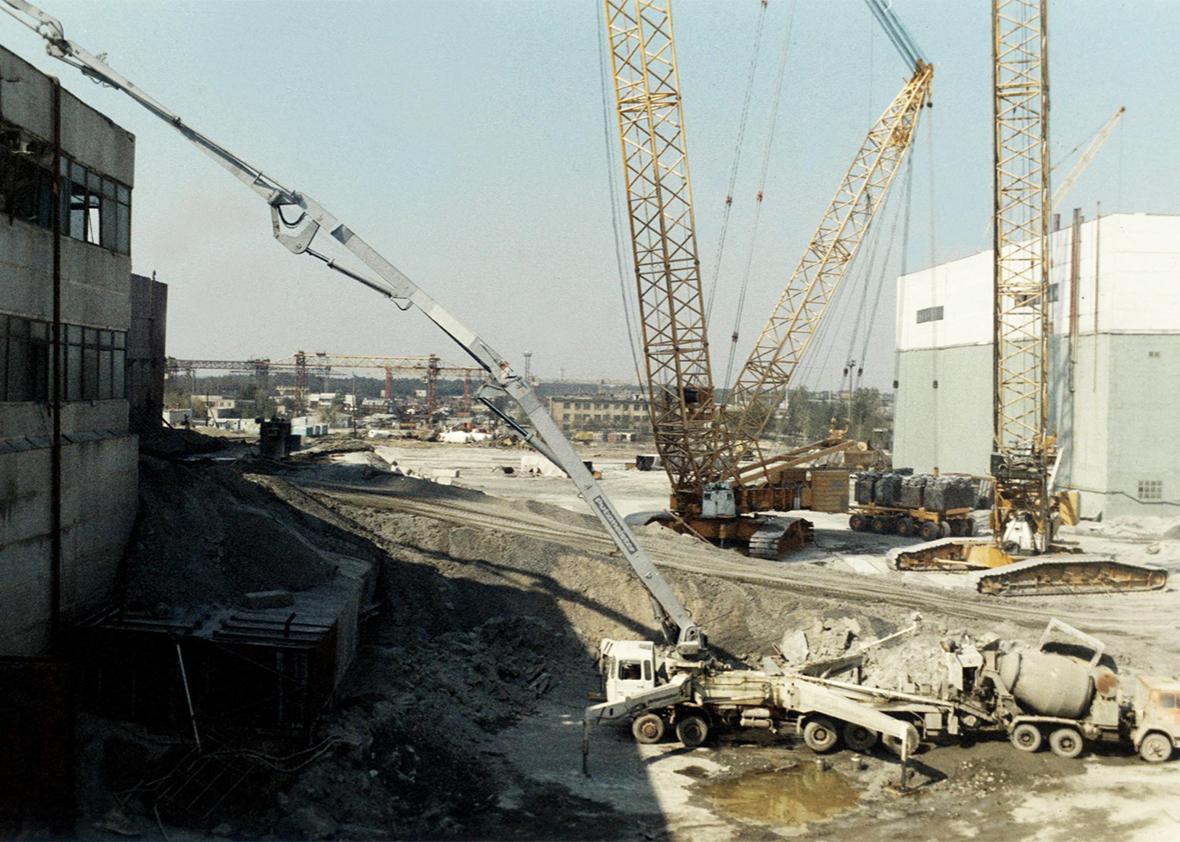 Photo, dated 31 December 1986, showing repairs being carried out on the Chernobyl nuclear plant in the Ukraine following a major explosion on April 26, 1986. 