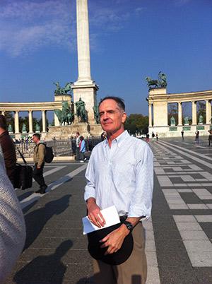 Jared Taylor, founder of the white nationalist publication American Renaissance, in Heroes’ Square, in Budapest, Hungary.