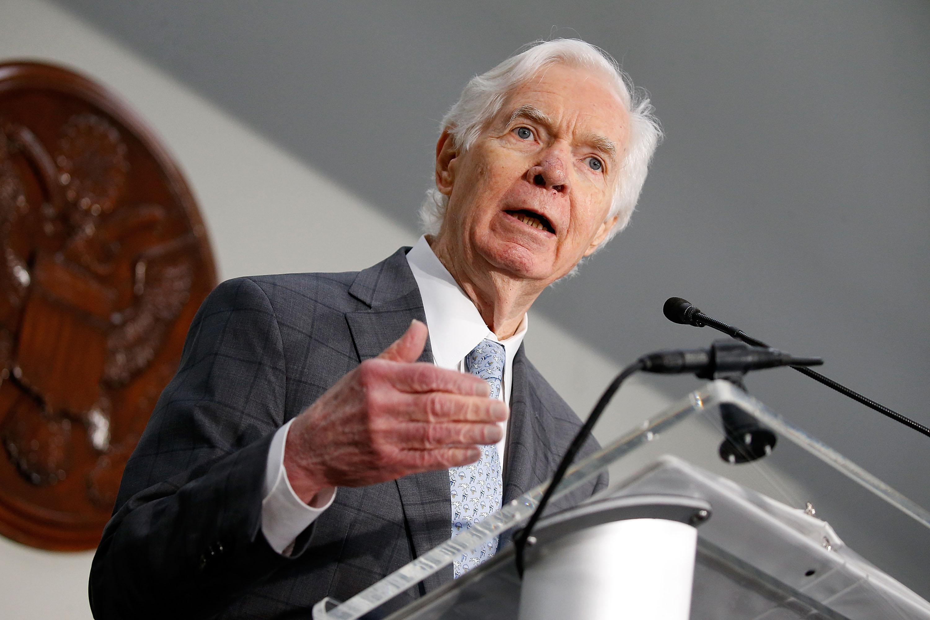 WASHINGTON, DC - JUNE 14:   U.S. Sen. Thad Cochran (R-MS) speaks at 'Making AIDS History: A Roadmap for Ending the Epidemic' at the Hart Senate Building on June 14, 2017 in Washington, DC.  (Photo by Paul Morigi/Getty Images)