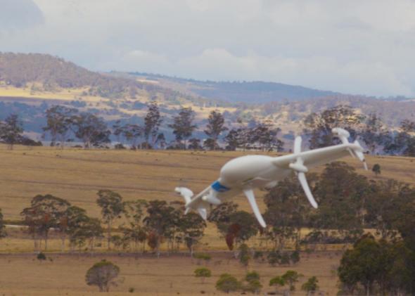 Google "project wing" drone in flight