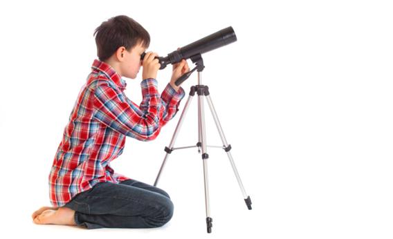 Boy with telescope.