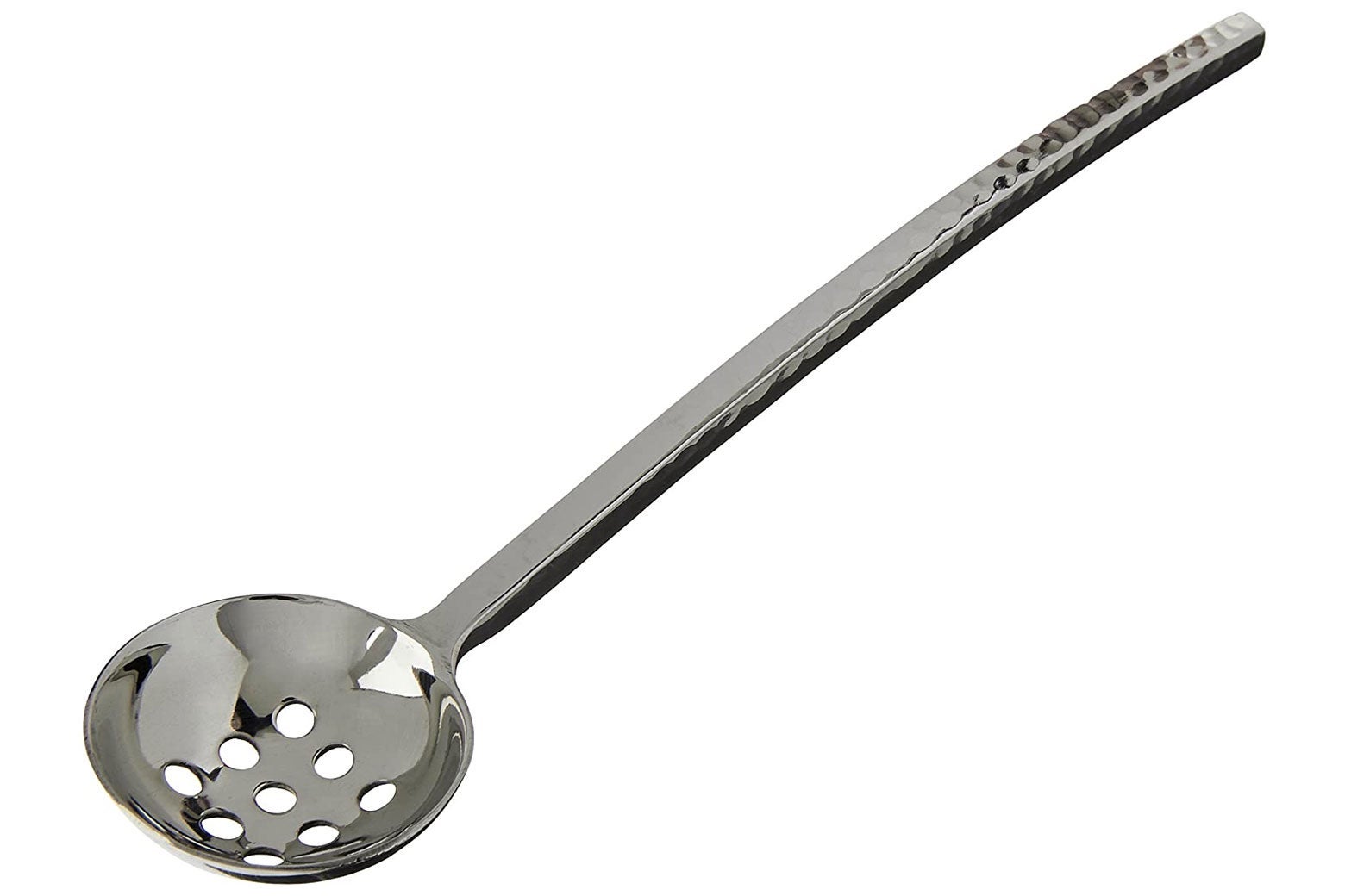 A metal olive spoon.