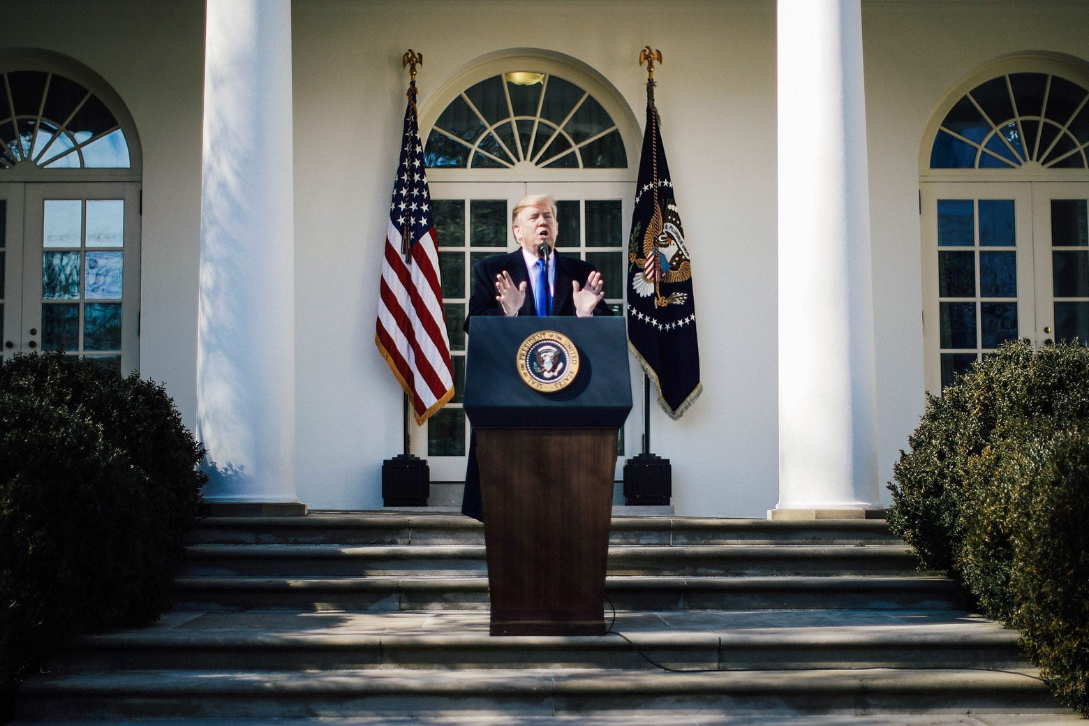 President Donald Trump speaks on border security during a Rose Garden event at the White House on Friday.