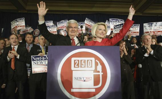 Newt Gingrich in campaigns in Georgia. 