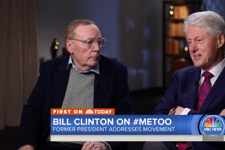 James Patterson and Bill Clinton sit for an interview with an NBC News reporter.