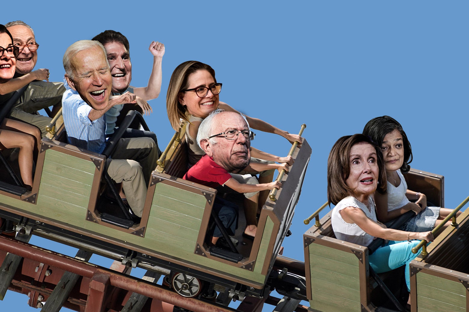 An image of Democrats riding a roller coaster.