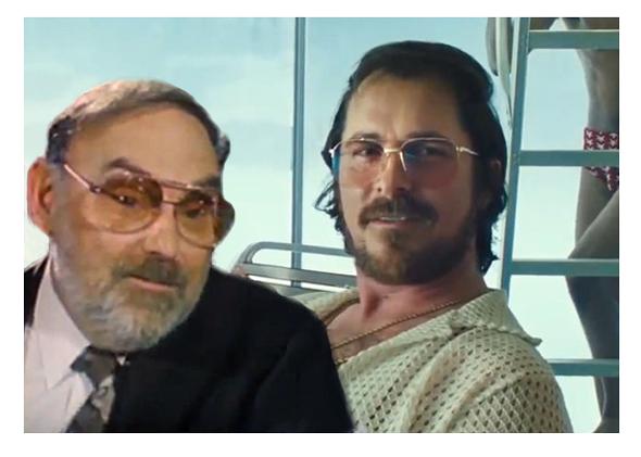 Still from 60 Minutes, left, and from American Hustle.