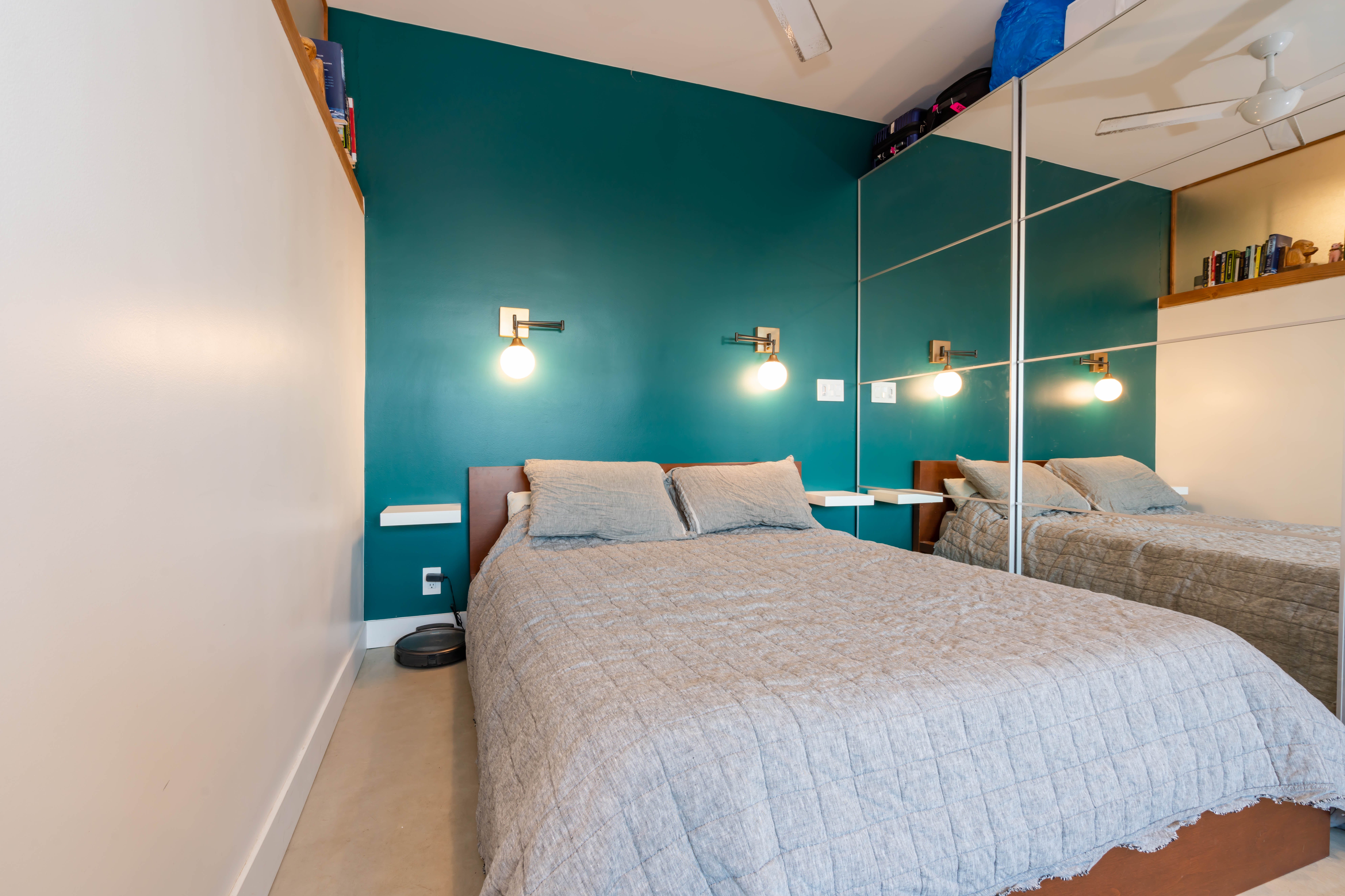 The "bedroom" of the restored burned-down shack.
