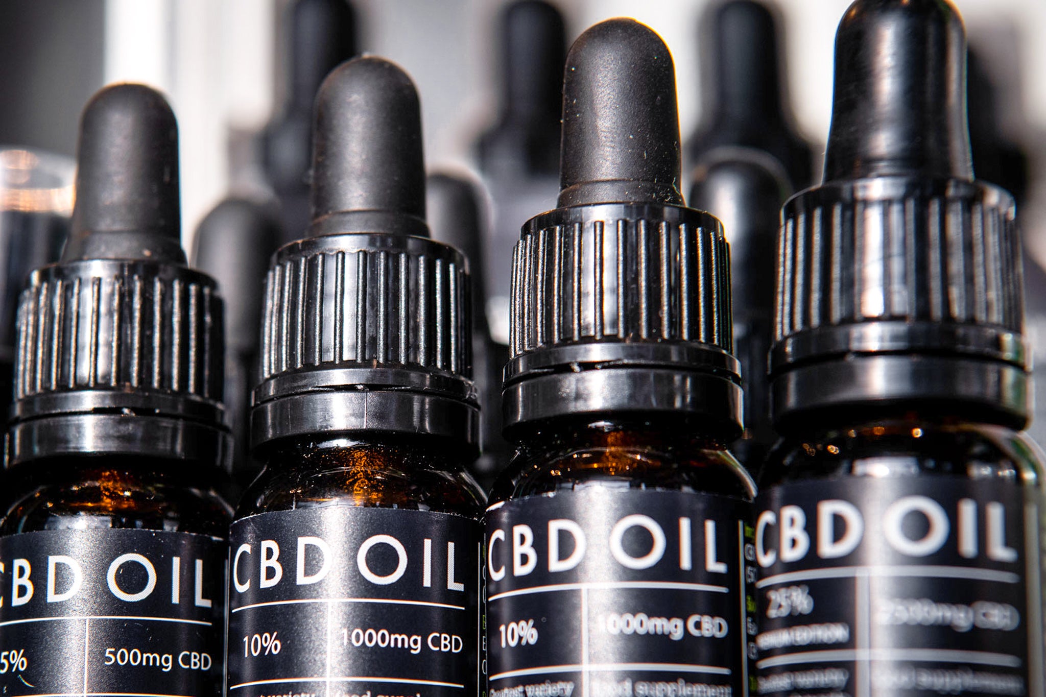 Vials of CBD oil.