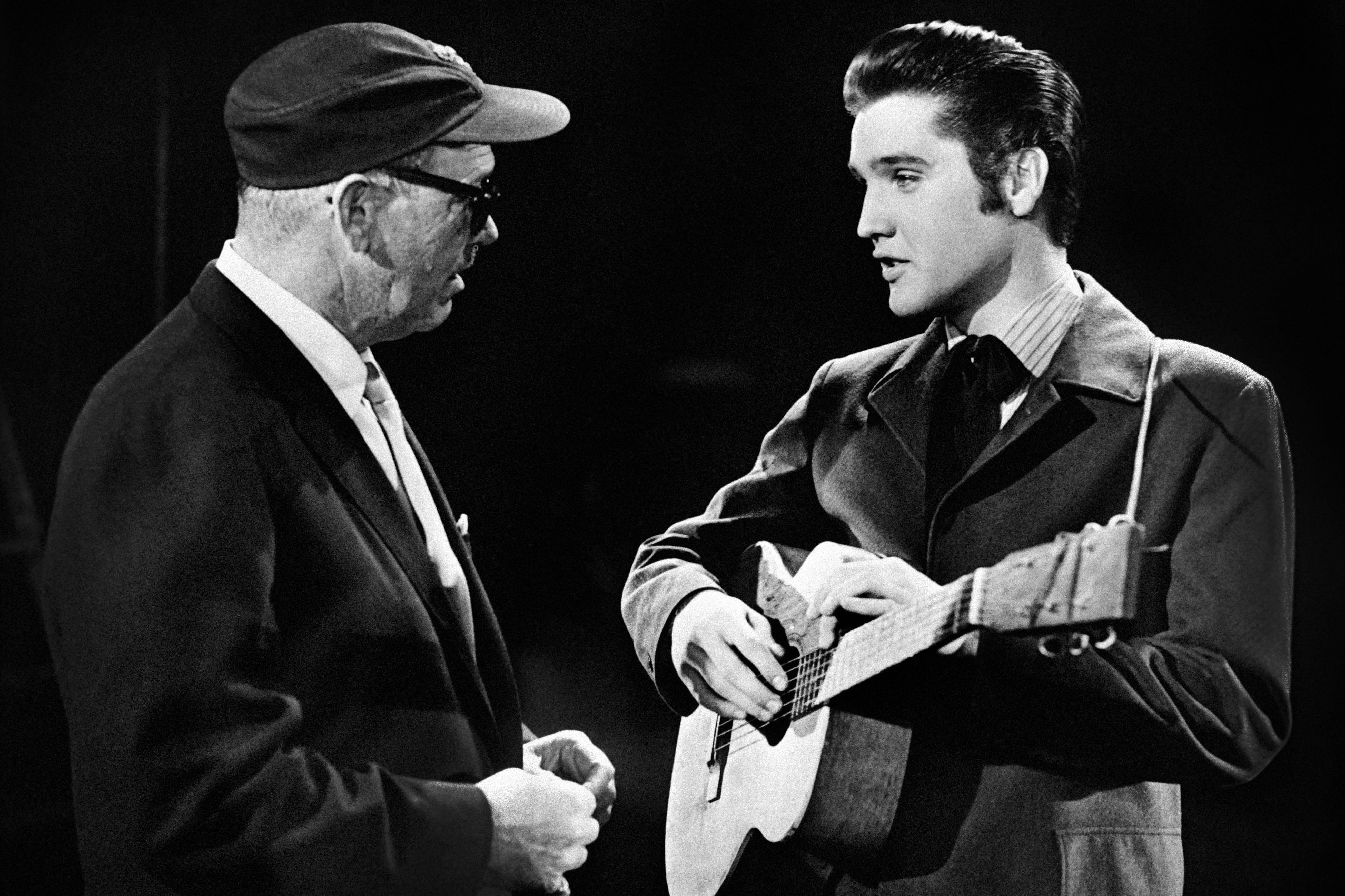 Photo taken in 1950 shows Us singer Elvis Presley during a TV show. 