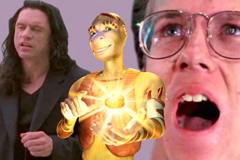 Tommy Wiseau, Delgo, and Darren Ewing in Troll 2.