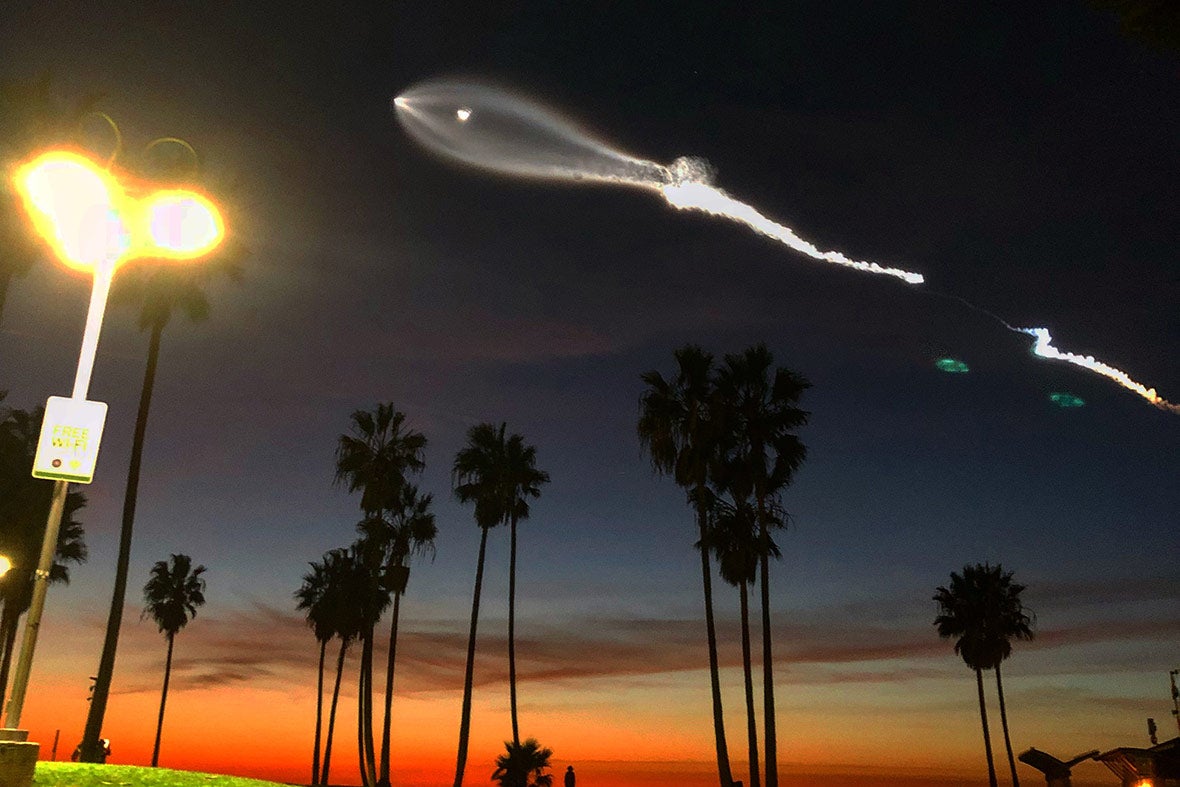 View of Falcon 9 launch on Dec. 22, 2017, from Venice, California.