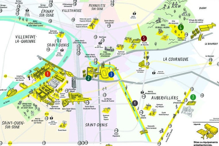 A map showing Olympic sites in Seine-Saint-Denis.