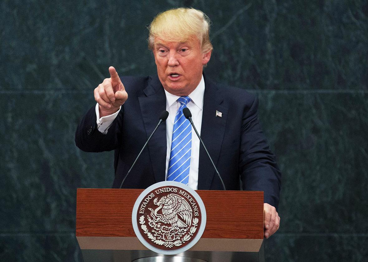 US Republican presidential candidate, Donald Trump speaks during a press conference with President of Mexico Enrique Pena Nieto at Los Pinos presidential residence, in Mexico City, Mexico on August 31, 2016. 