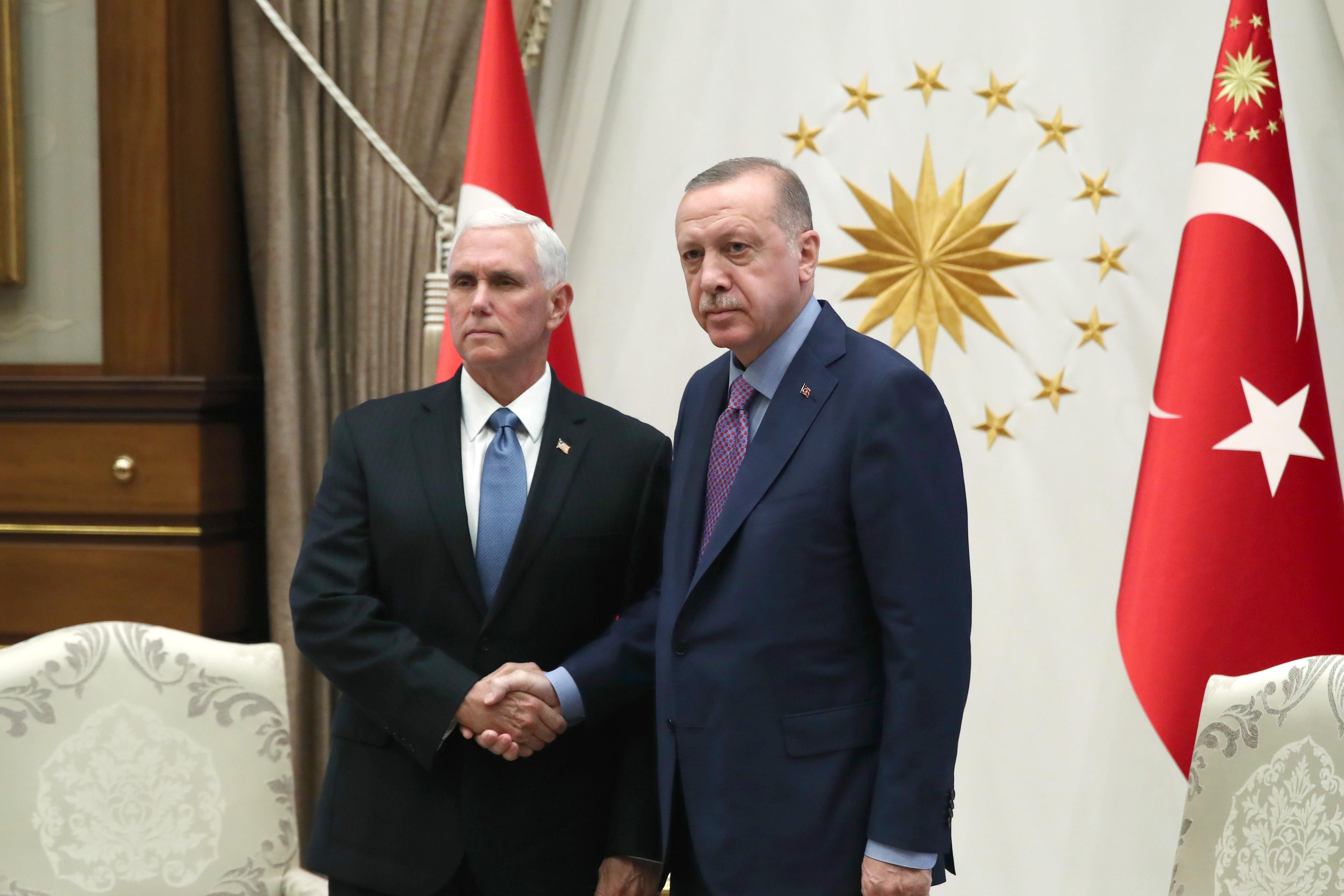 Mike Pence and Recep Tayyip Erdogan