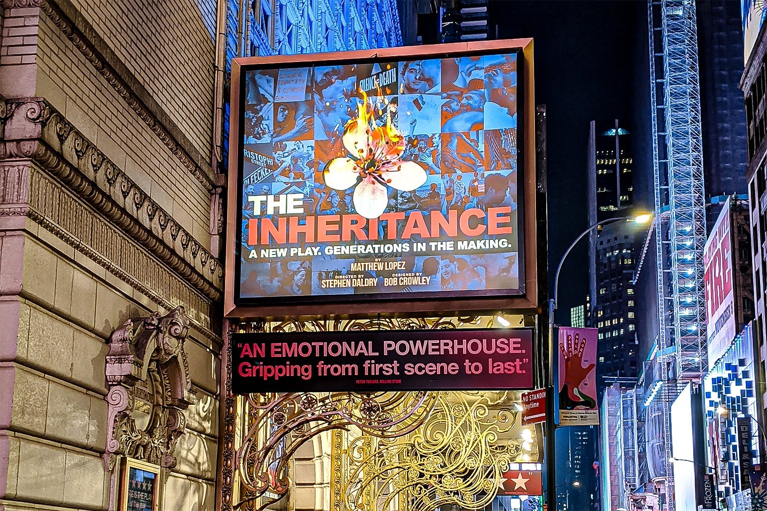The Inheritance marquee on Broadway.