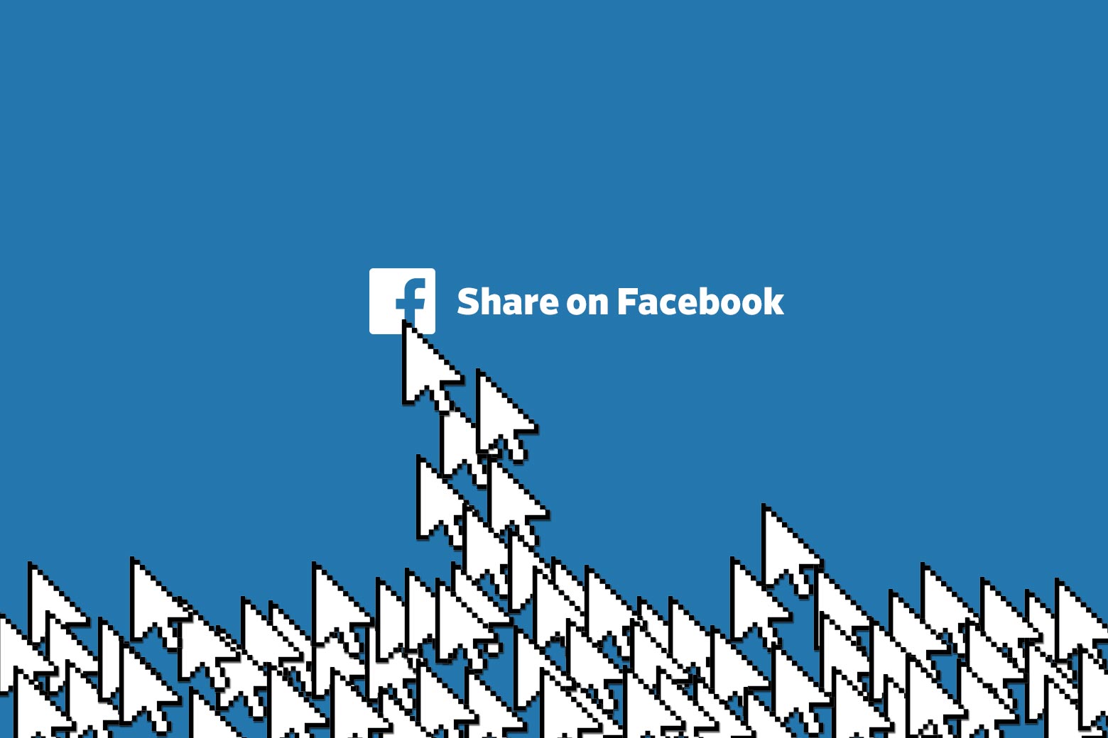 A bunch of arrow icons clicking on "Share on Facebook."