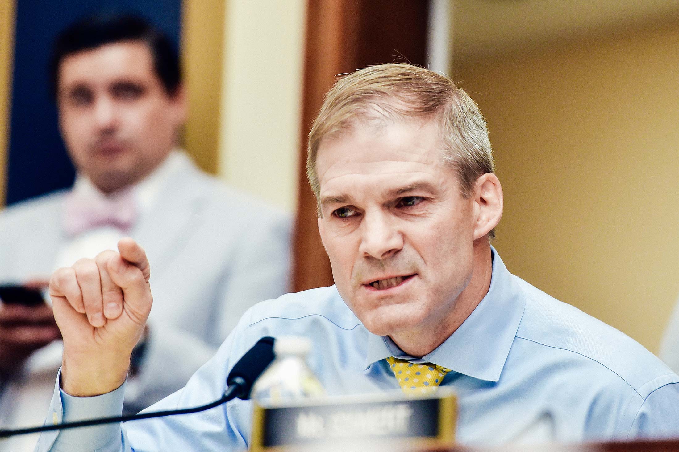 Jim Jordan speaks into a microphone at a hearing.