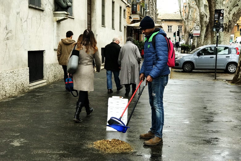 A street sweeper in Rome.