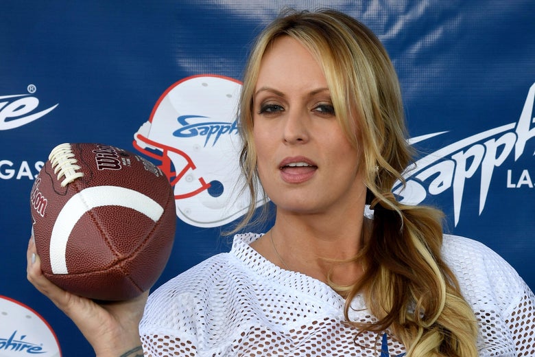 Adult film actress/director Stormy Daniels hosts a Super Bowl party at Sapphire Las Vegas Gentlemen's Club on February 4, 2018 in Las Vegas, Nevada.