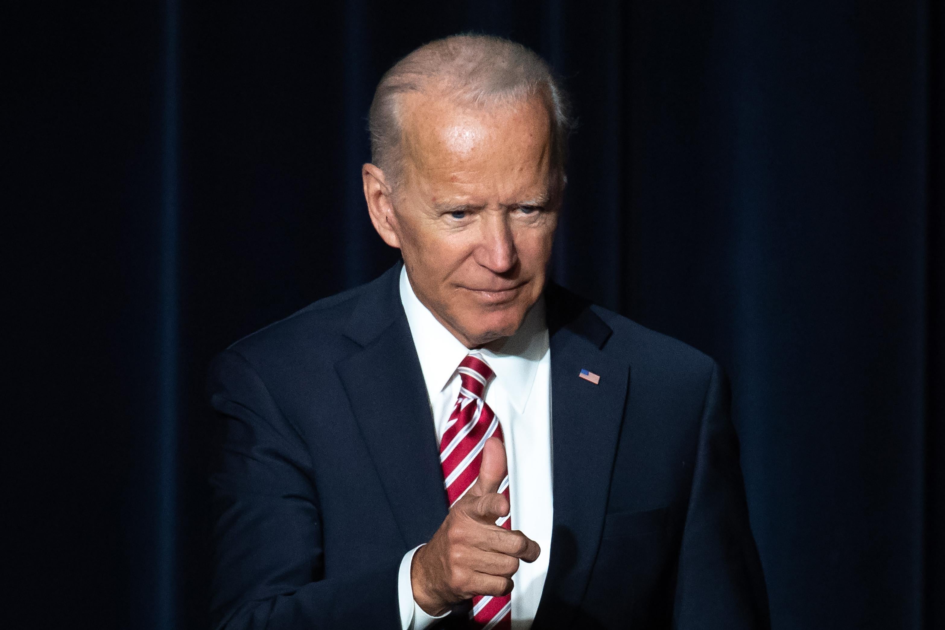 Joe Biden speaks during the First State Democratic Dinner in Dover, Delaware, on March 16, 2019. 