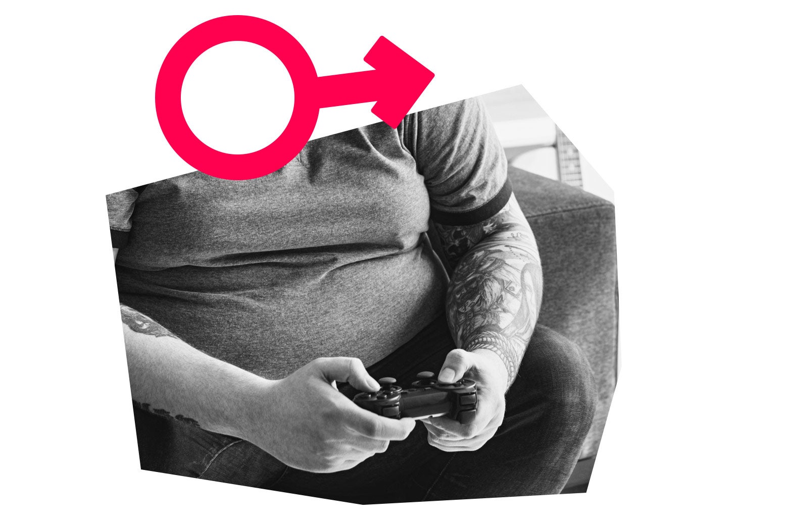 Person playing video games with the male symbol next to them.