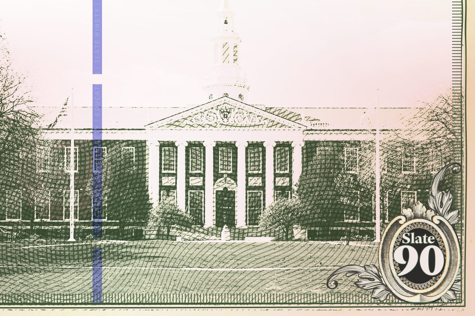 Paper currency showing a building at Harvard University.
